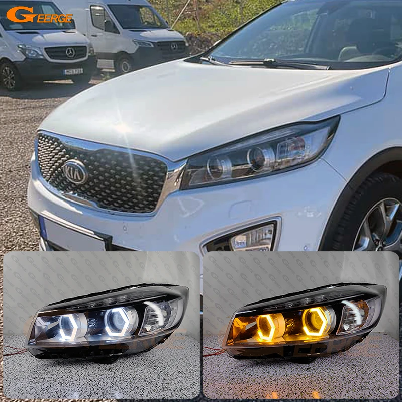 For Kia Sorento UM 2015 2016 2017 2018 2019 2020 Ultra Bright Cotton Hex Hexagon LED Angel Eyes Kit Halo Rings