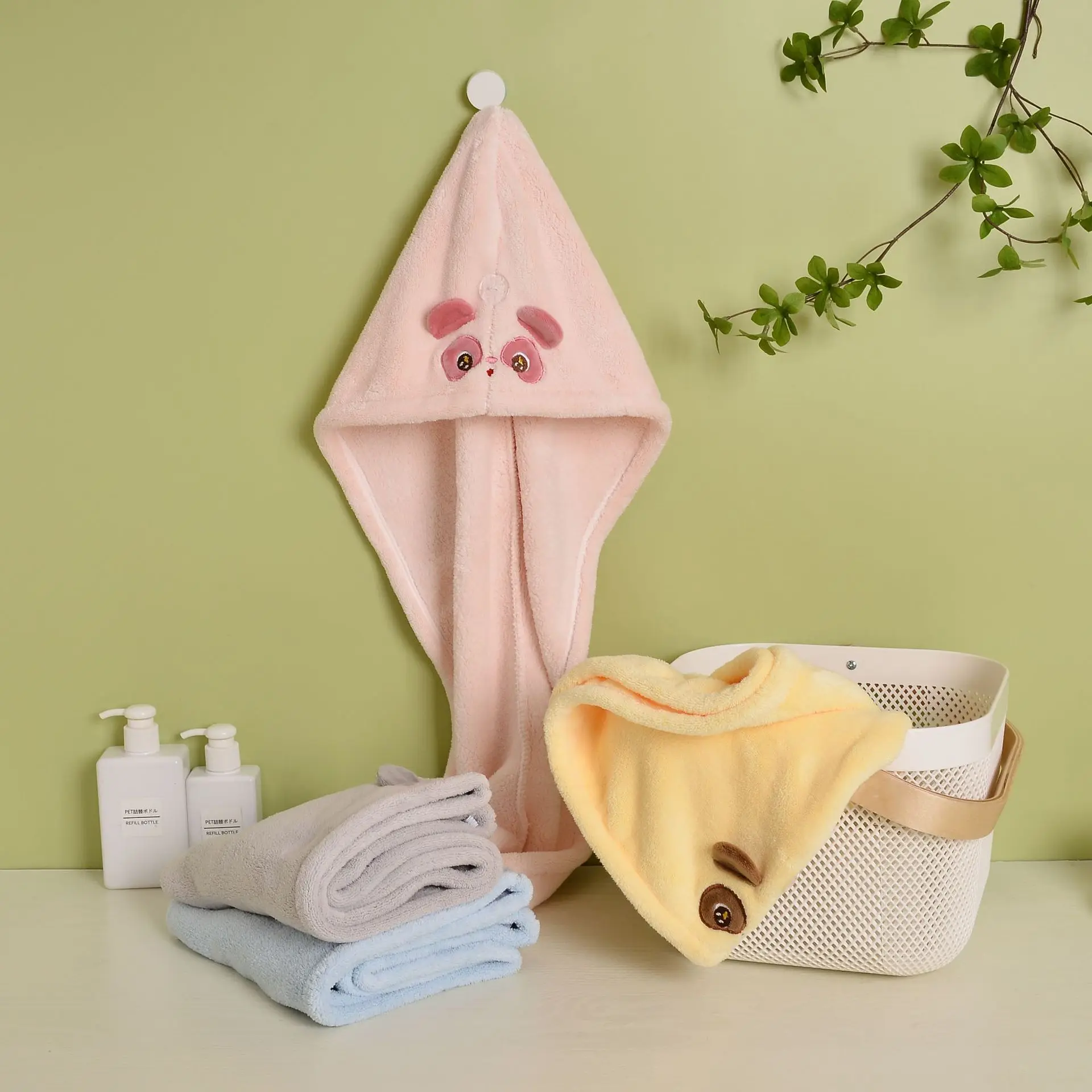 A-Class Thickened Hair-Drying Cap for Women Ultra-Absorbent Thick Hair-Drying Towel with Hood Soft Household Bath Cap for Adults