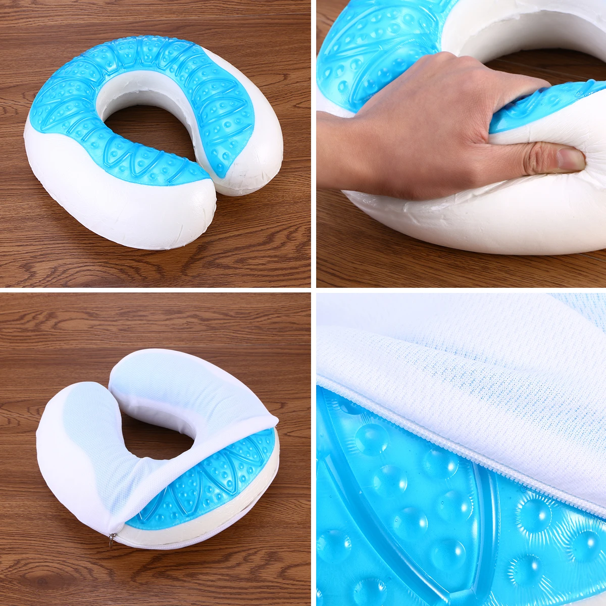 

Gel Memory U Shape Neck Pillow Cooling Travel White Office Sleep Shaped Travel Pillow Gel Pillows for Sleeping Traveling