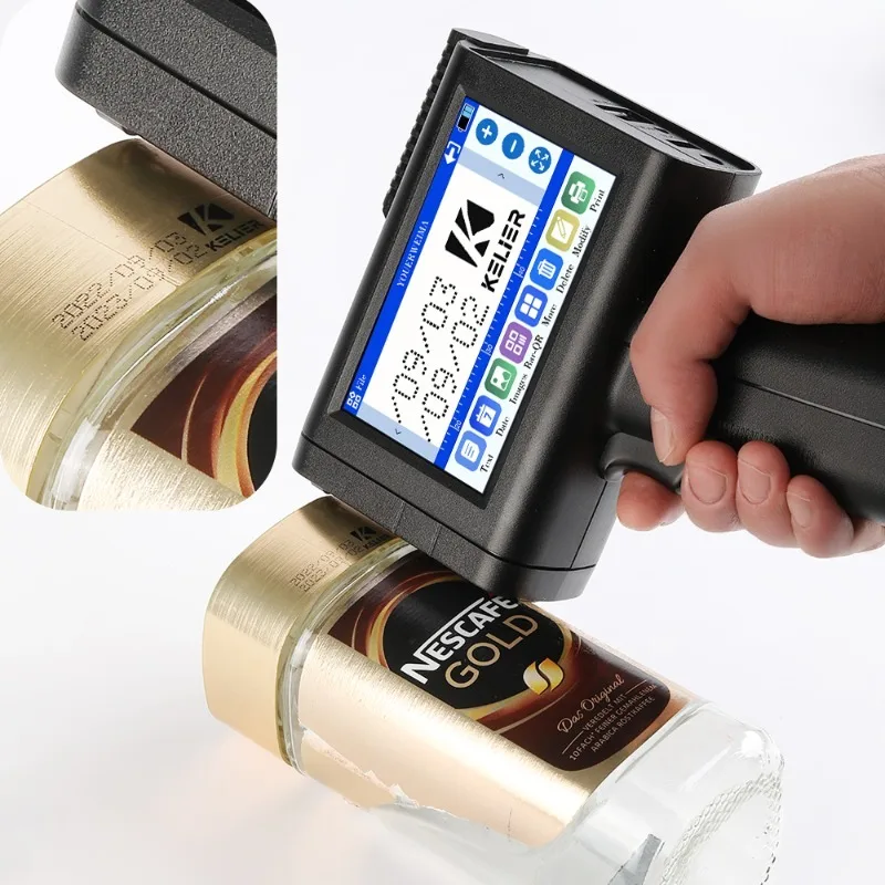 Kelier 2022 New Hand Jet Bar Code Batch Number Date Logo Coding Handheld Inkjet Printer Machine