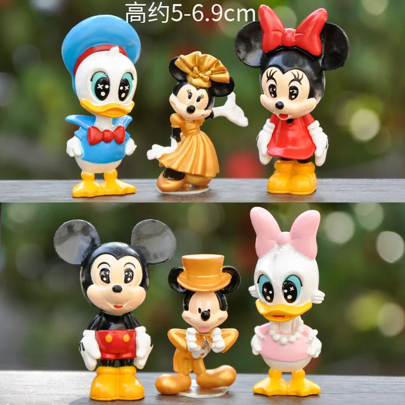 6Pcs/Set Disney Anime Cartoon Mickey Mouse Minnie Donald Duck Daisy Duck Action Figure Collectible Toys Model Children's Gifts