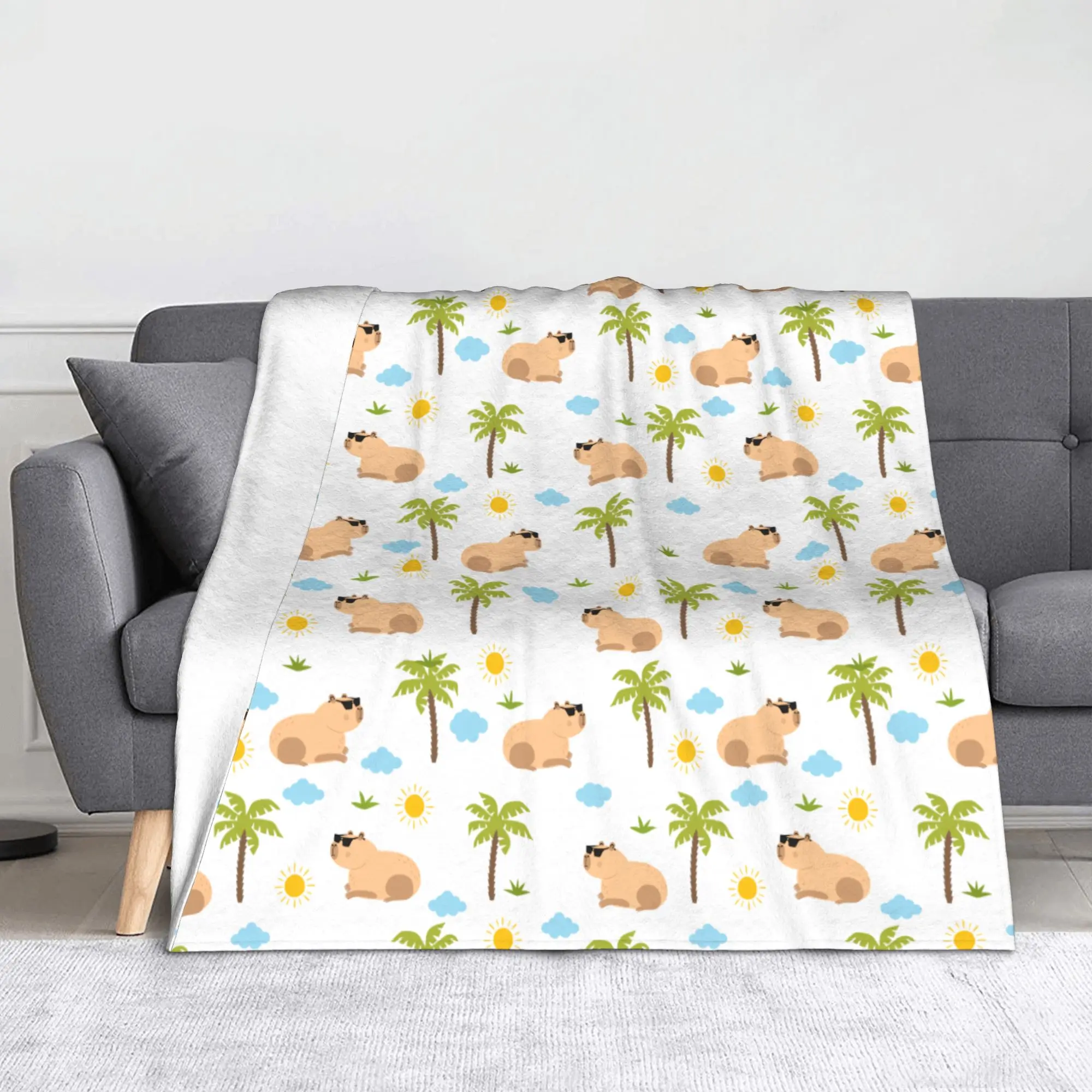 Capybara Cartoon Blanket Flannel  Summer  Super Warm Throw Blankets for Bedding Bedspread