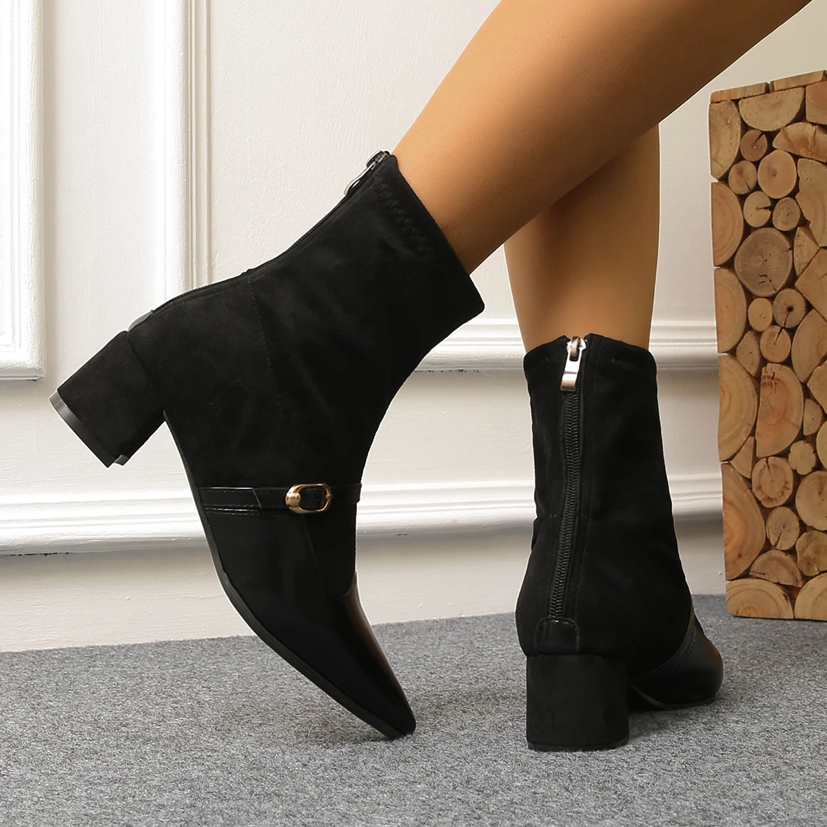 أشار تو المرأة حذاء من الجلد موضة أشار تو الجوارب الجديدة خريف شتاء 2026 الفرنسية خمر بألواح الجلد المدبوغ نحيل الأحذية