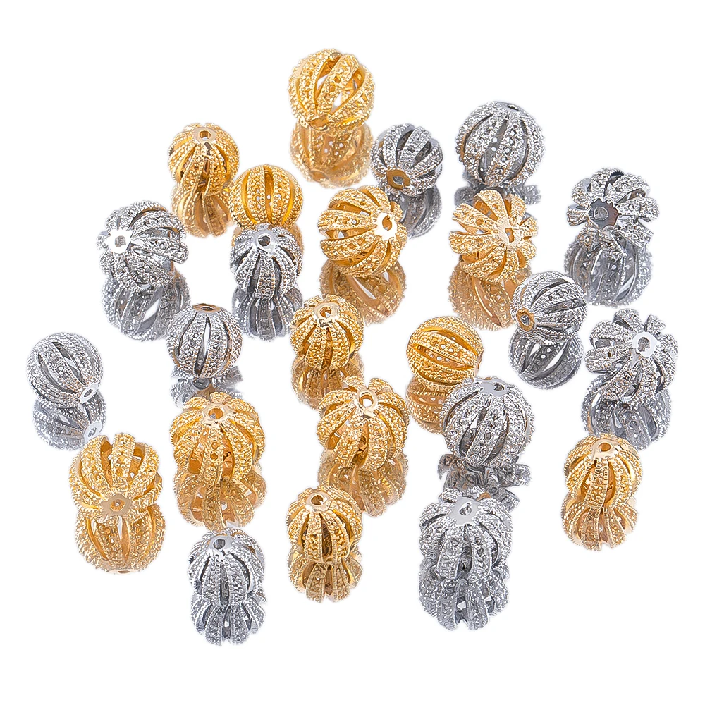

5pcs Hollow Out Spherical Charms Gold Color Plated Brass Spacer Beads For Bracelet Beads High Quality Diy Jewelry Accessories