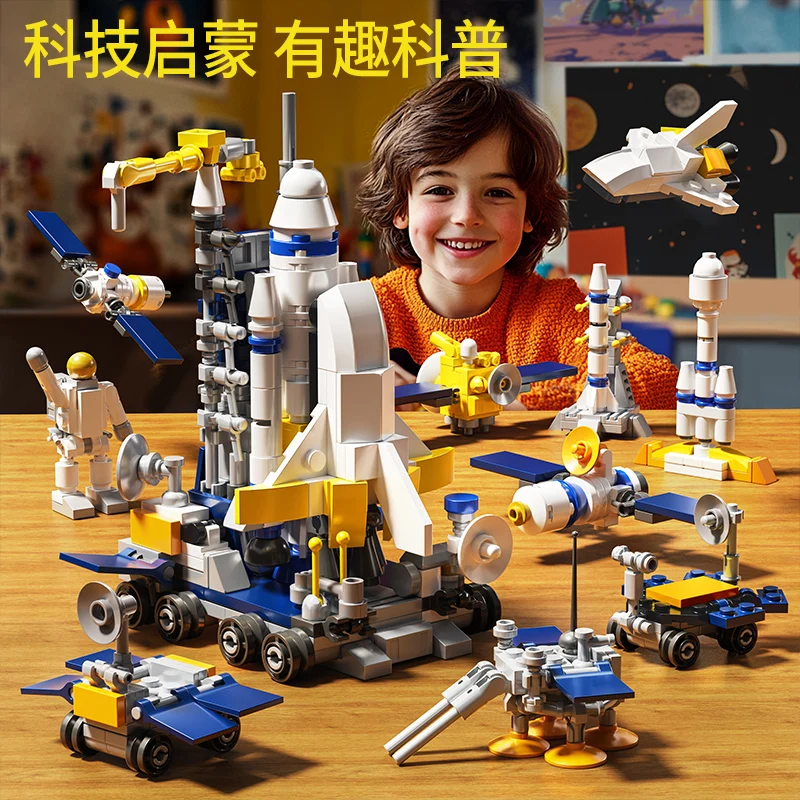 TOYLINX 319PCS Spacecraft Rocket Launch Vehicle Building Block Toys 10-in-1 Children's Assembly Model Toys Boys Birthday Gift