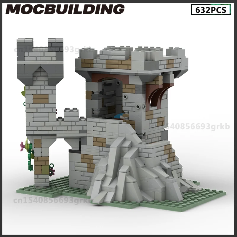 MOC Building Block Medieval Castle Architecture Grey Tower Model DIY Bricks  Christmas Gifts Assembling Toys Birthday Present