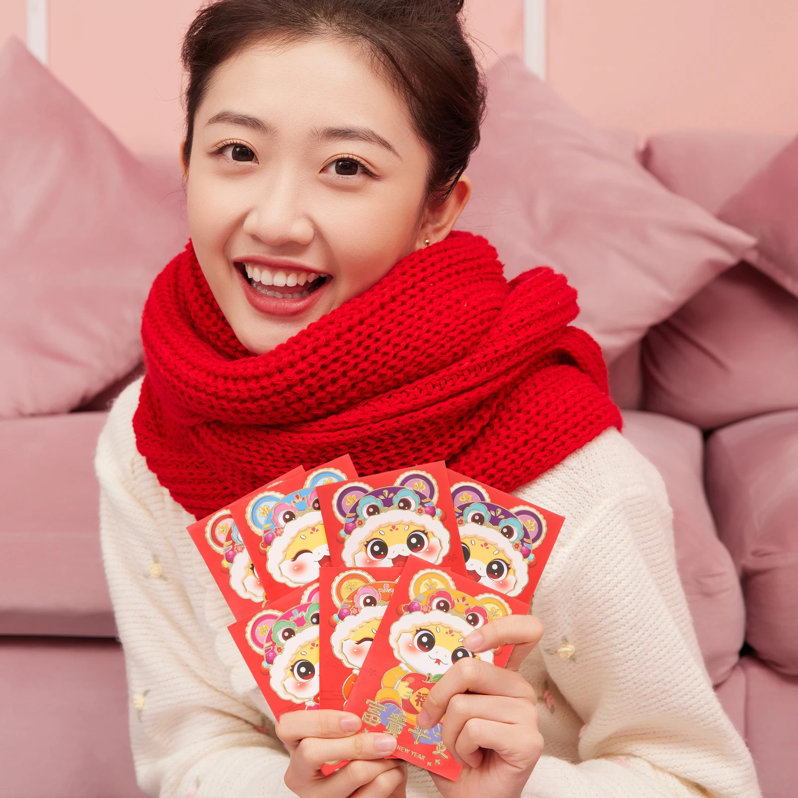 10Pcs Red Envelopes Chinese New Year Spring Festival Snake Design Lucky Money Holders Cash Envelopes Pack Red Envelope