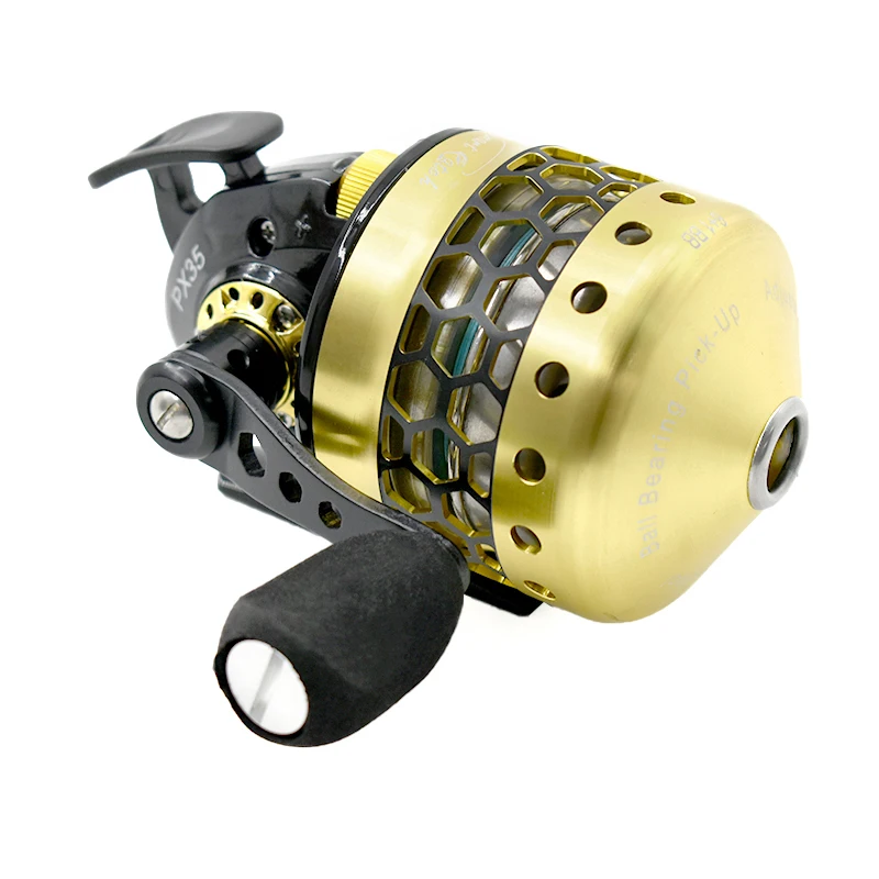 High Quality Metal Reel Fishing Reel PX35 3.6:1 Speed Ratio With 5#PE Line 55M Closed Reel 6+1 Bearings With Wrist Strap