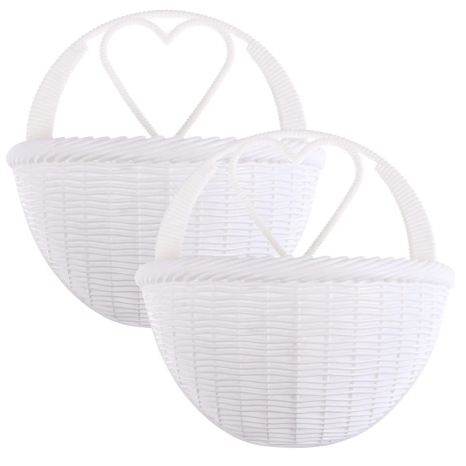 

2Pcs Wall Hanging Flower Basket Baskets Floral Containers Storage Pots White Plastic Home Decor Plant Wall Pot