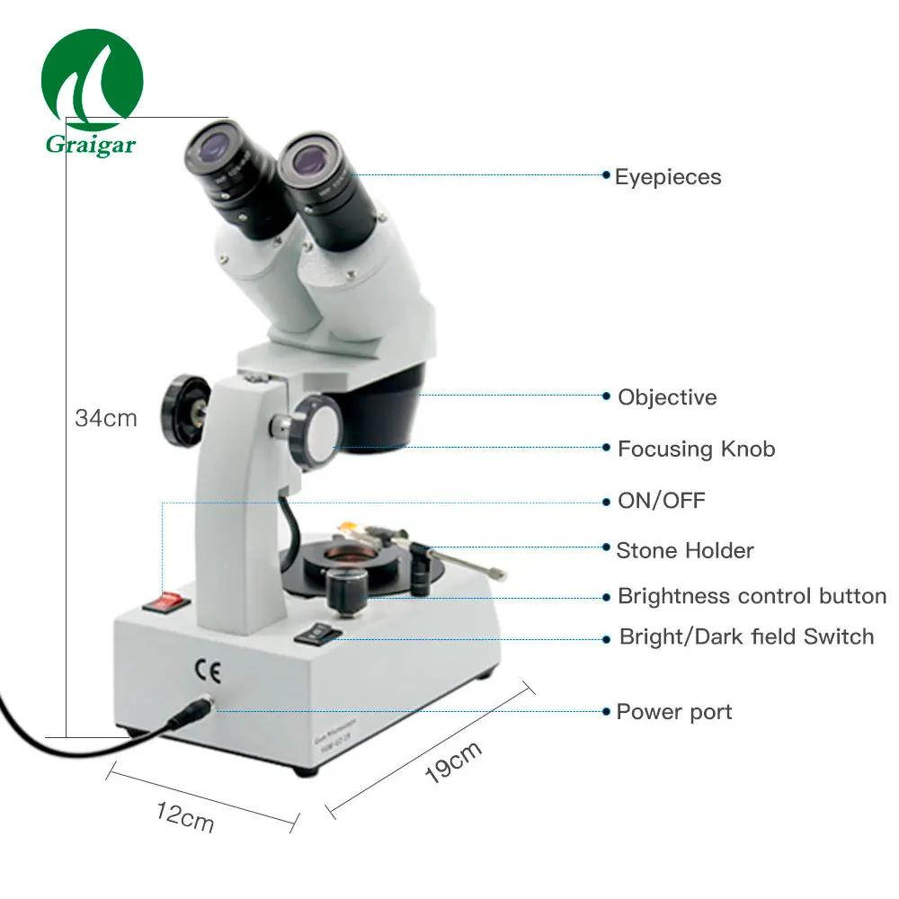 FGM-U2-19 Gemological & Jewelry Binocular Microscope Straight Arm Type Gem Microscope