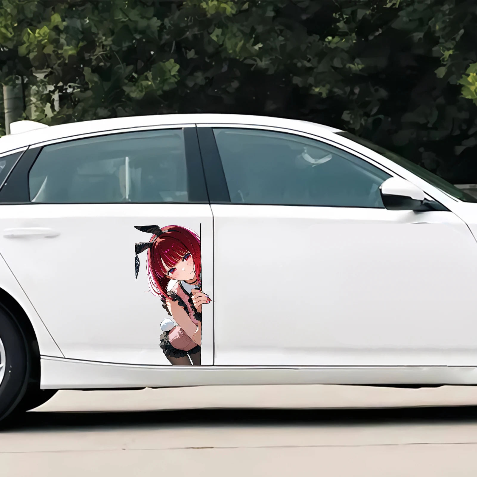 EARLFAMILY 43cm Kana Arima Bunny Peeker Car Bumper Stickers Humorous DIY Custom Printing Decal Sunscreen Graffiti Sticker