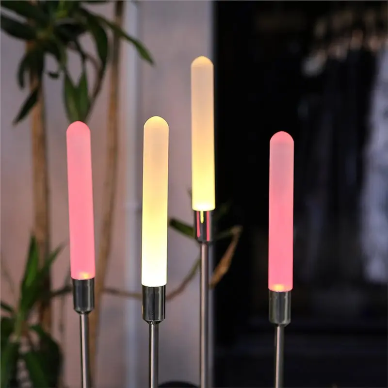 ABBO-Easy Install أضواء Bulrush الشمسية في الهواء الطلق، ضوء LED متغير اللون مع حصة لساحة الممشى في الحديقة، قطعتان