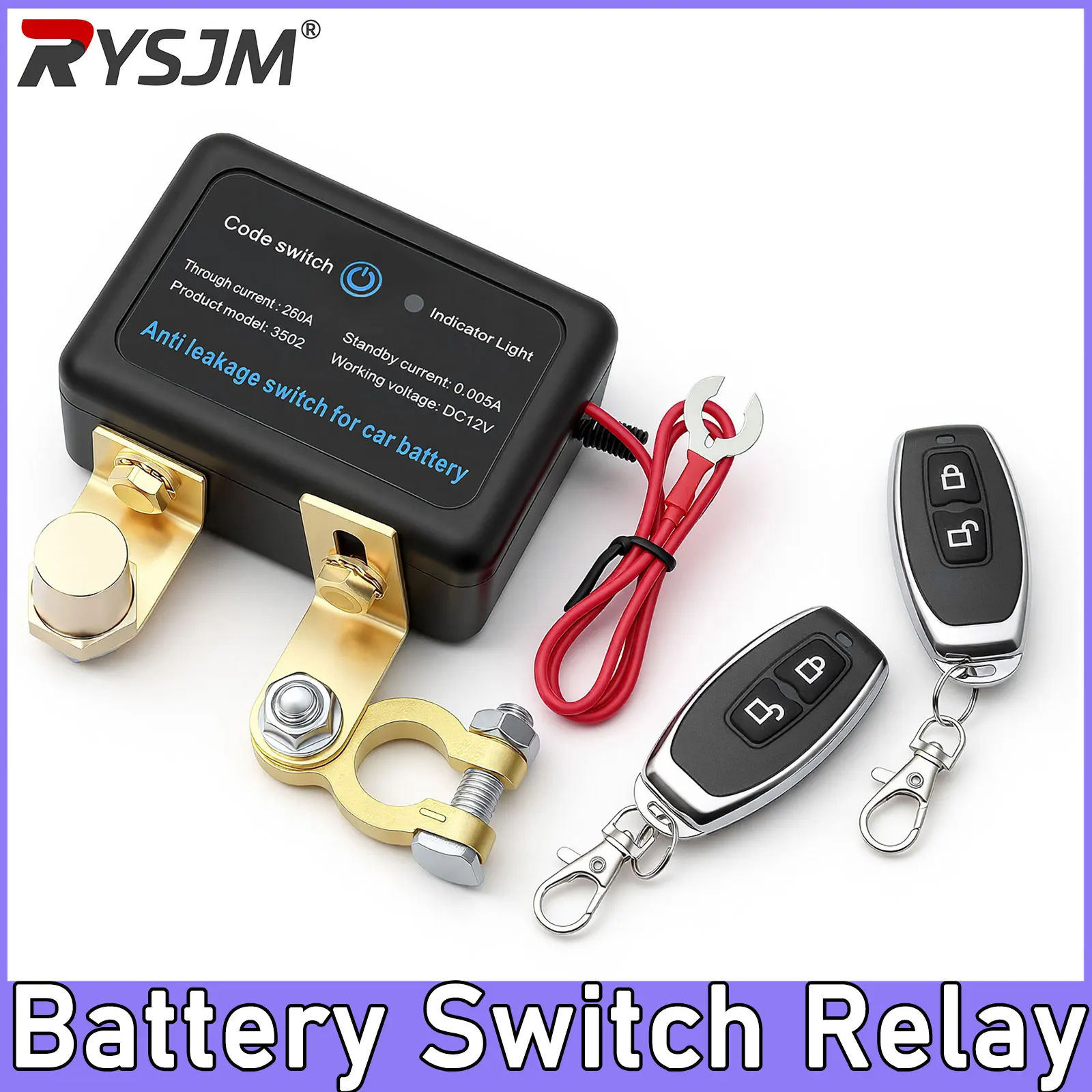 Car 260A Battery Switch Relay with Remote Control Button 12V Control Battery Disconnect Remote Cut Off Isolator Switch