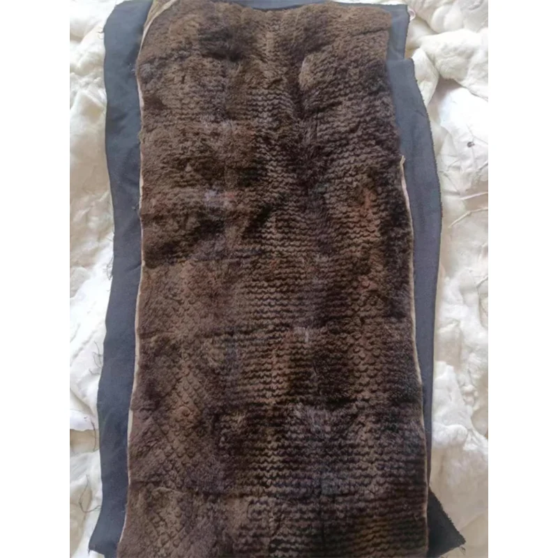 

Beaver Fur Blanket Leather, Patchwork Rug Fur and Leather Integrated Clothing Fabrics Handmade DIY Sofa Cushions