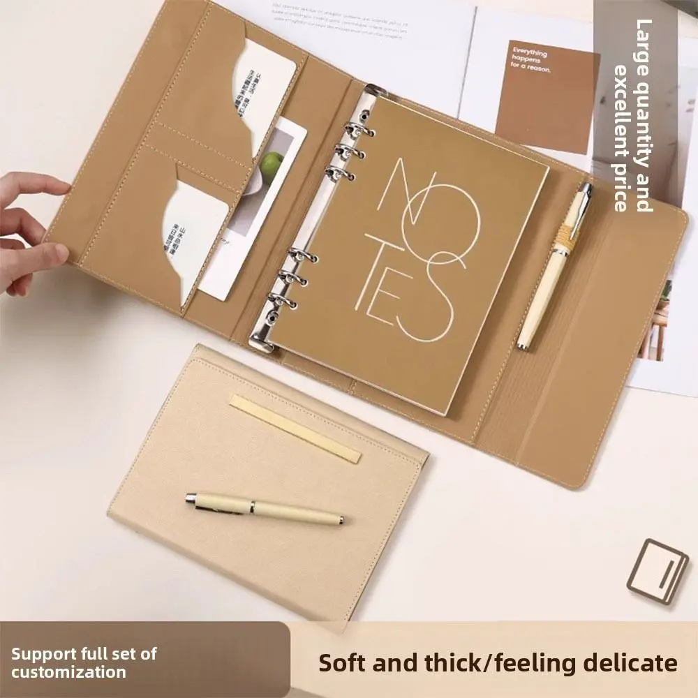 A5 Binder Notebook Agenda Planner PU Leather Cover Refillable Notebook Loose-leaf Three-fold Travel Journal Notebook