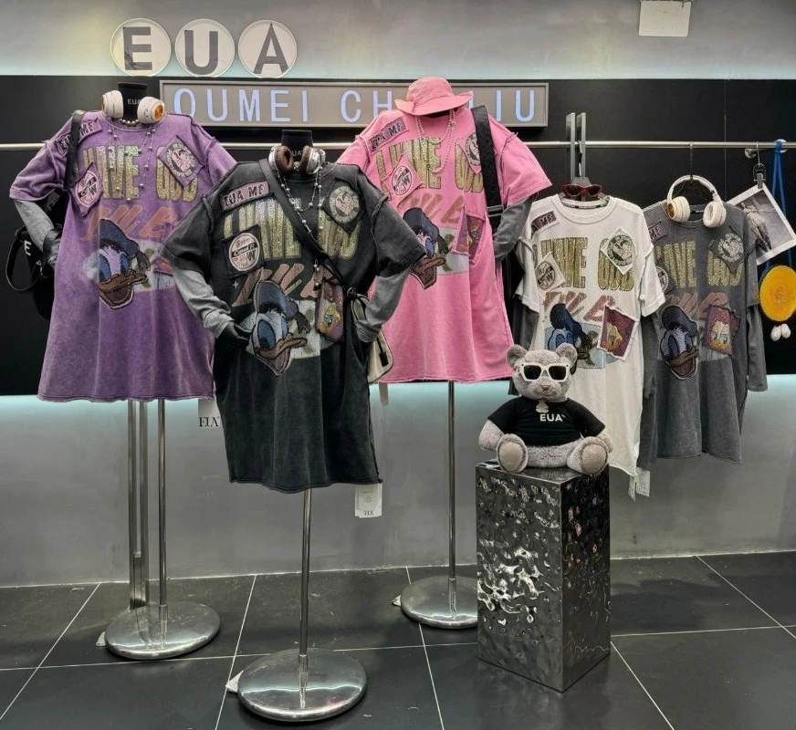 2025 Autumn New Loose Mid-Length Oversized Slimming Sweatshirt Colorful Cartoon Fake Two-Piece Pullover Jacket Sudaderas Ladies