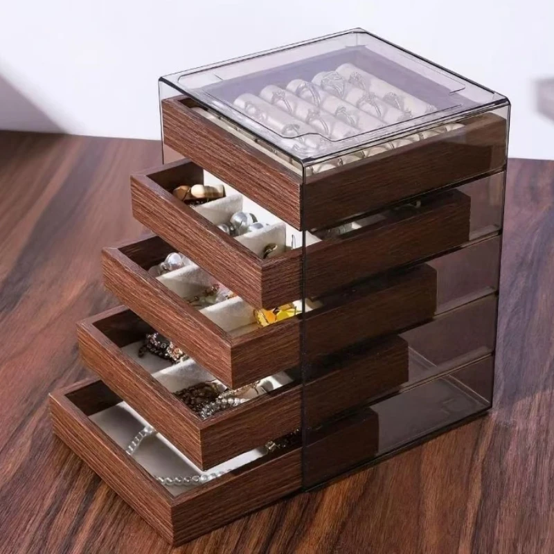 

Многослойная шкатулка для драгоценностей, роскошный футляр для хранения колец и сережек, большая вместительная шкатулка для драгоценностей, браслет для спальни, ожерелье, органайзер, чехлы