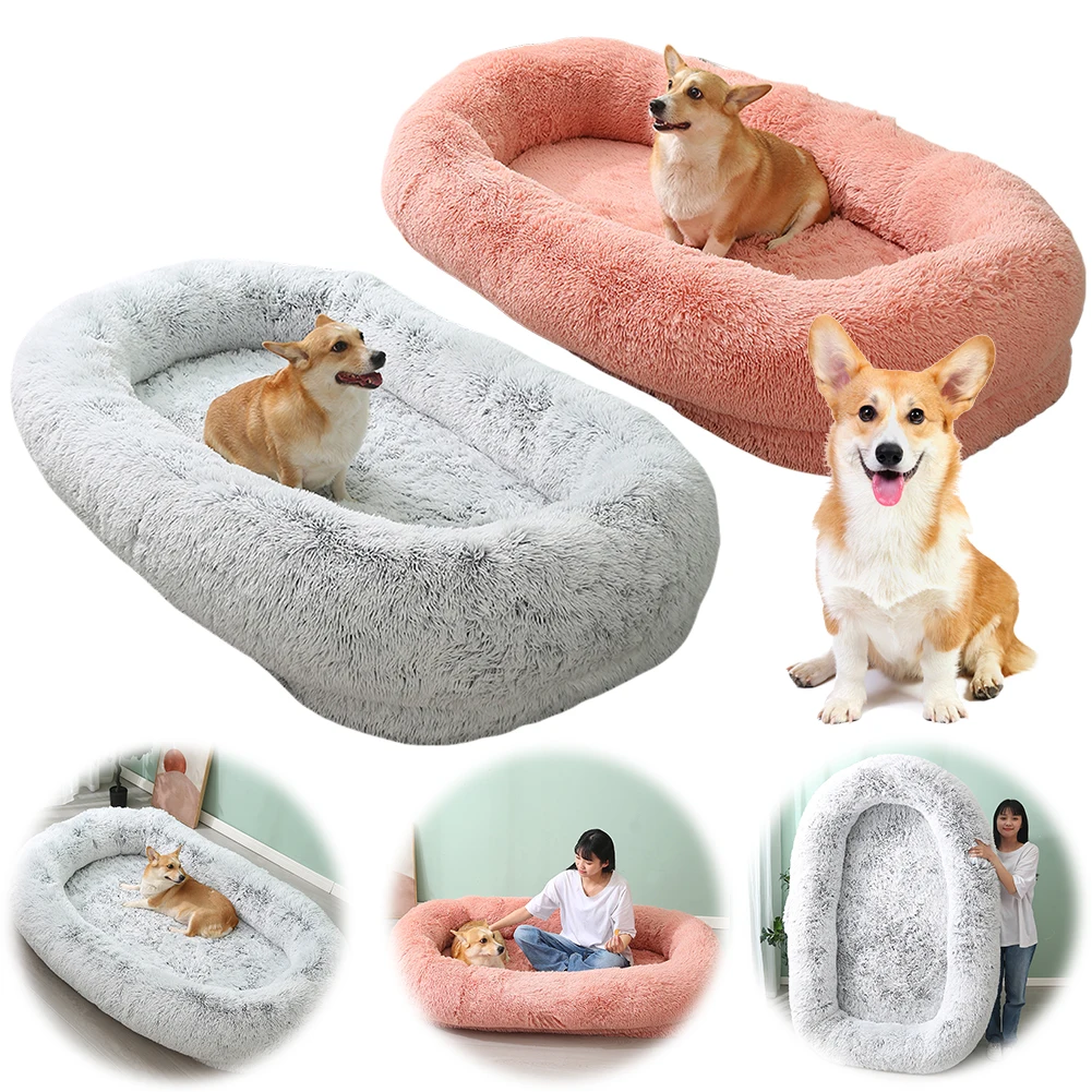 Human Dog Bed Human Size Giant Dog Bed Dog Bed Sofa Basket Long Plush Large Pet Bed for People Adults