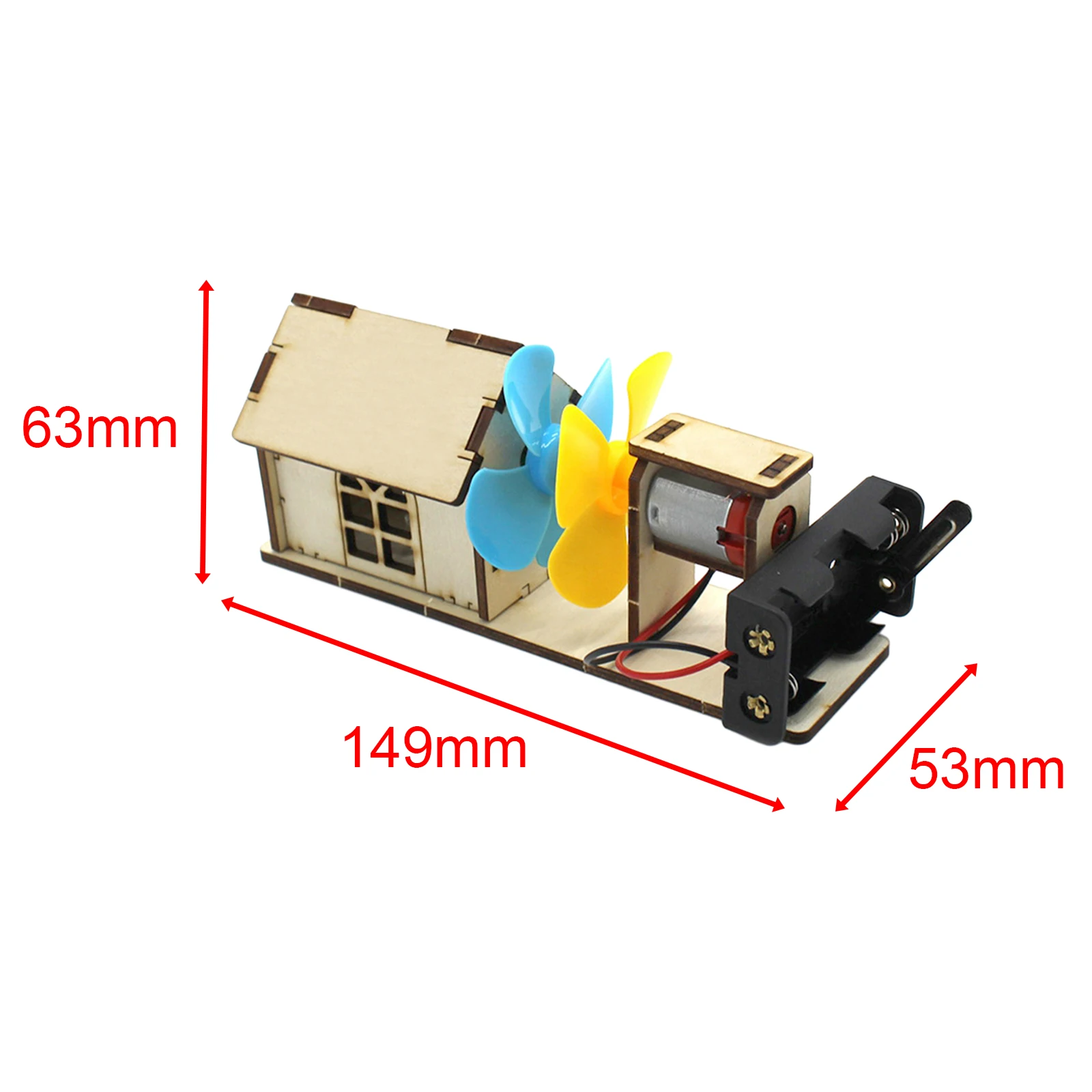 Wooden DIY Wind Turbines Toy Electric Motor with Propellers Fan Leaf Physics Experiment for Children Girls Boys Birthday Gifts