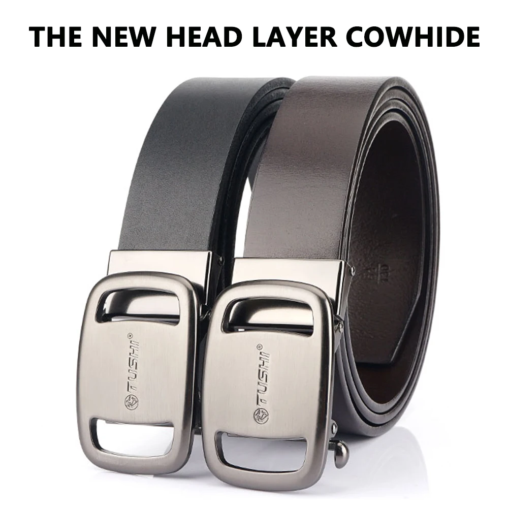 TUSHI New Golf Sports Belt For Men Belts Quality Genuine Luxury Leather Belt Male Metal Automatic Buckle Jeans Ratchet Belts