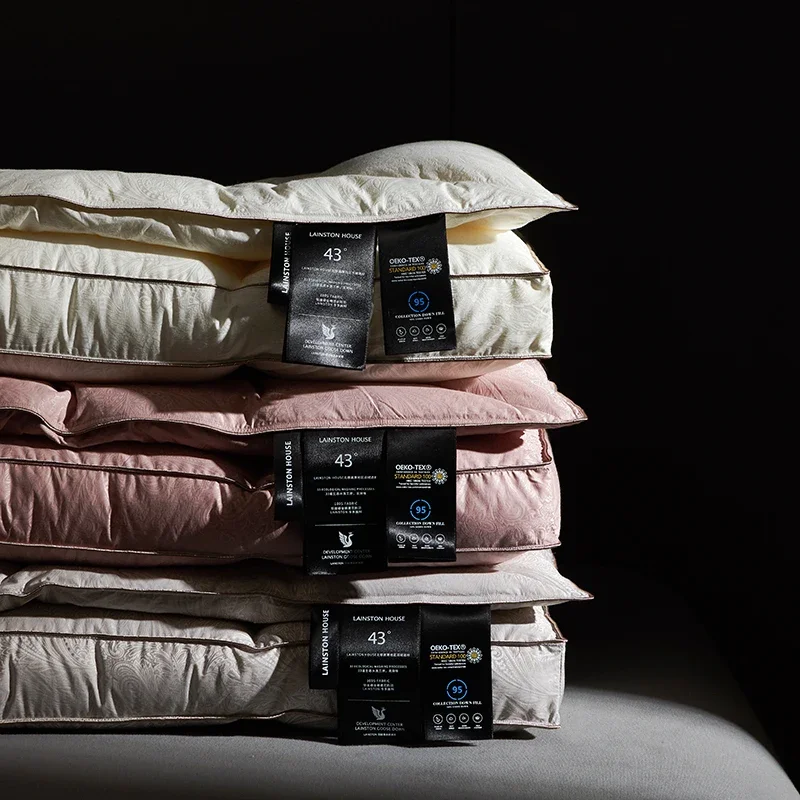 95% Goose Down Pillow Gongsatin Jacquard Down Pillow Rectangle Bedroom Sleep 5-Star Hotel Pillow Core For Sleeping