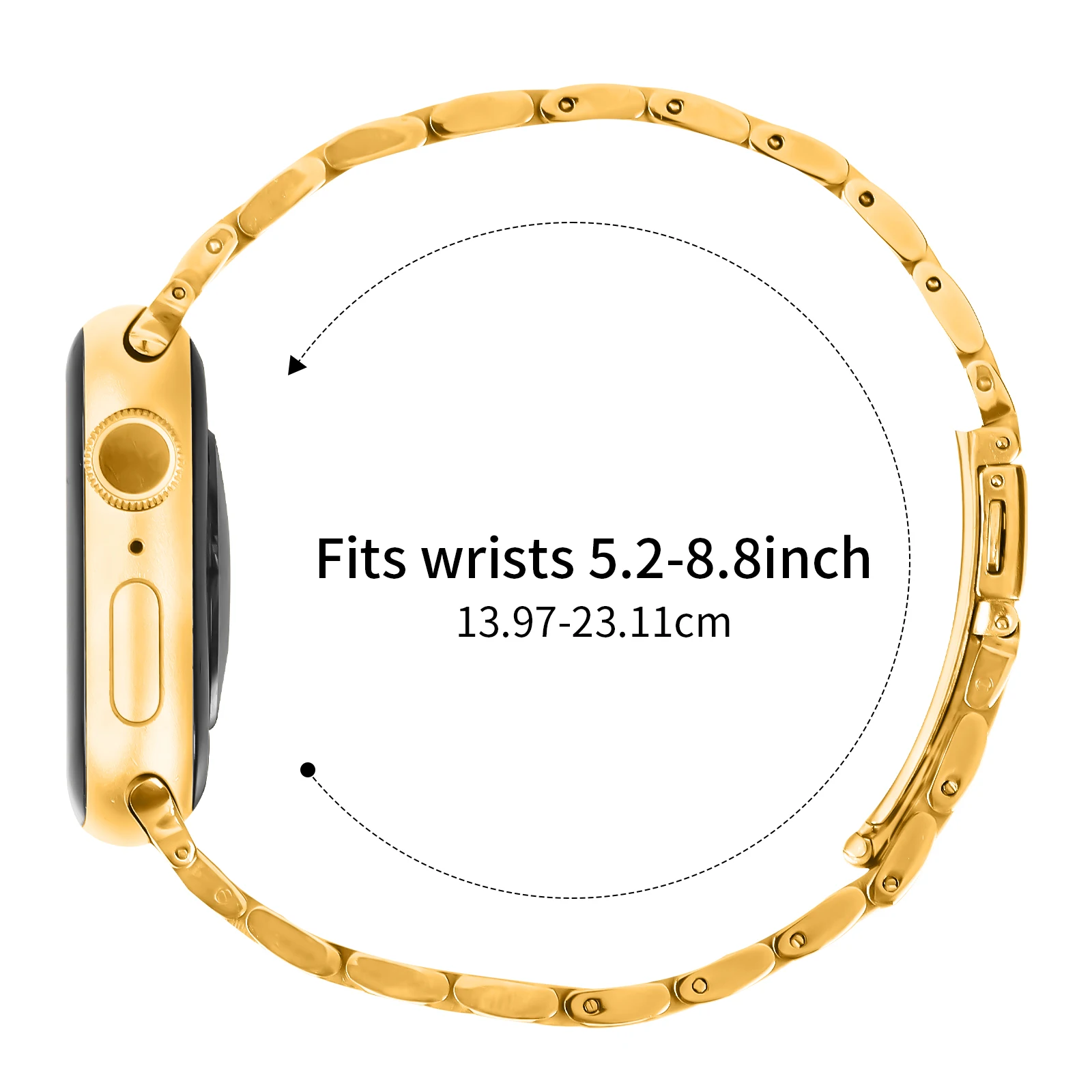 Strap for Apple Watch 38/40/41/42/44/45/46/49mm  Metal Watch Straps Five-bead Slingshot Buckle Steel Strap for Iwatch Series 10