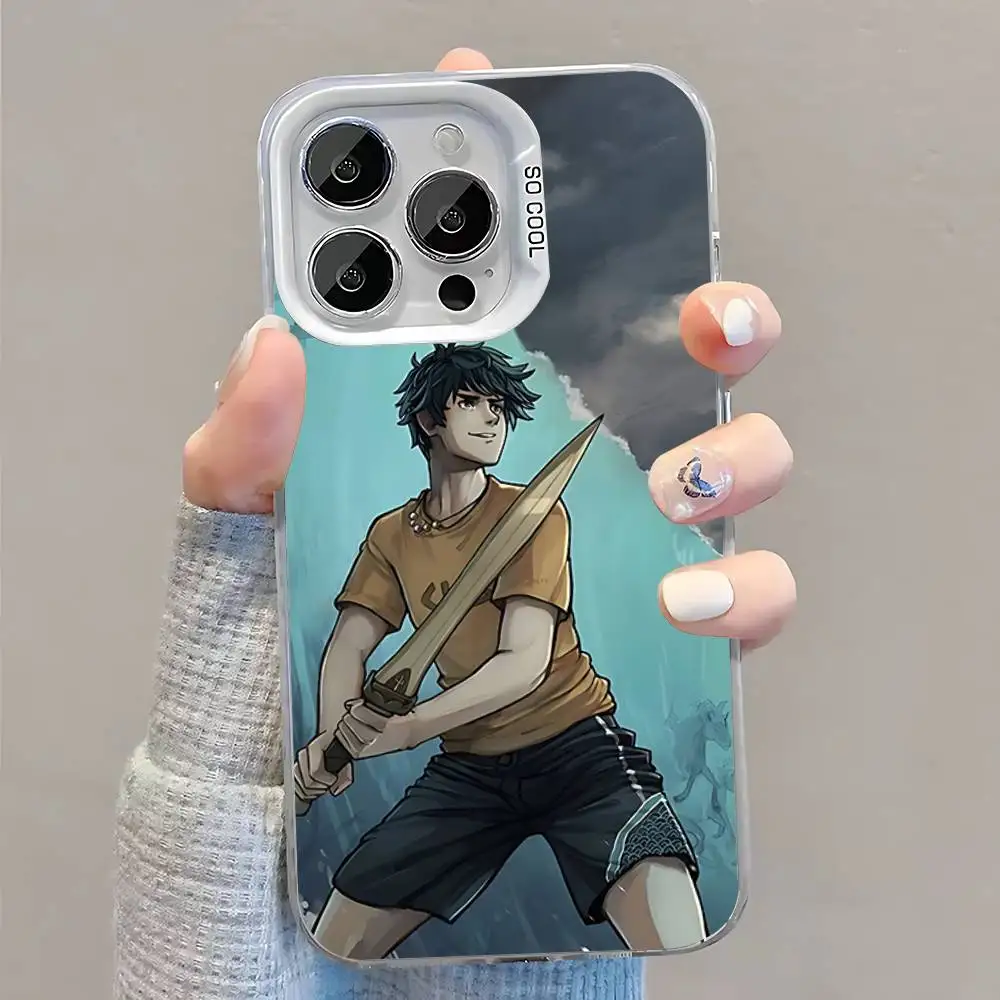 حافظة هاتف P-Percy J-Jackson Poseidon لهاتف iPhone 16,15,14,13,12,11,Pro,XS,Max,Plus,Mini,SE غطاء مقاوم للصدمات من الحلوى البيضاء غير اللامعة