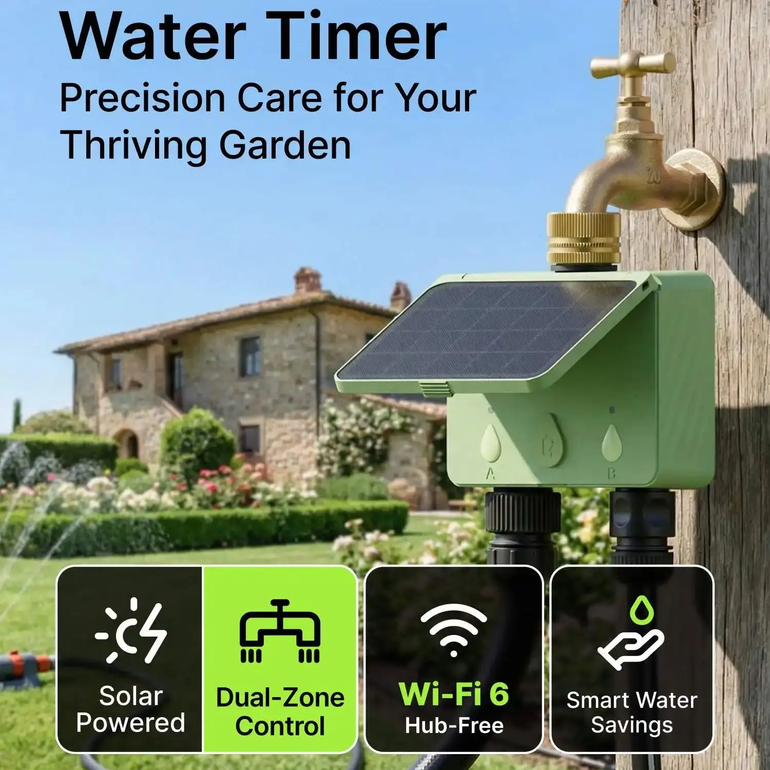 Slimme sproeier watertimer Tuya WiFi 2-zone tuin irrigatiecontroller zonne-energie voor automatisch druppelirrigatiesysteem voor buiten - afbeelding 2