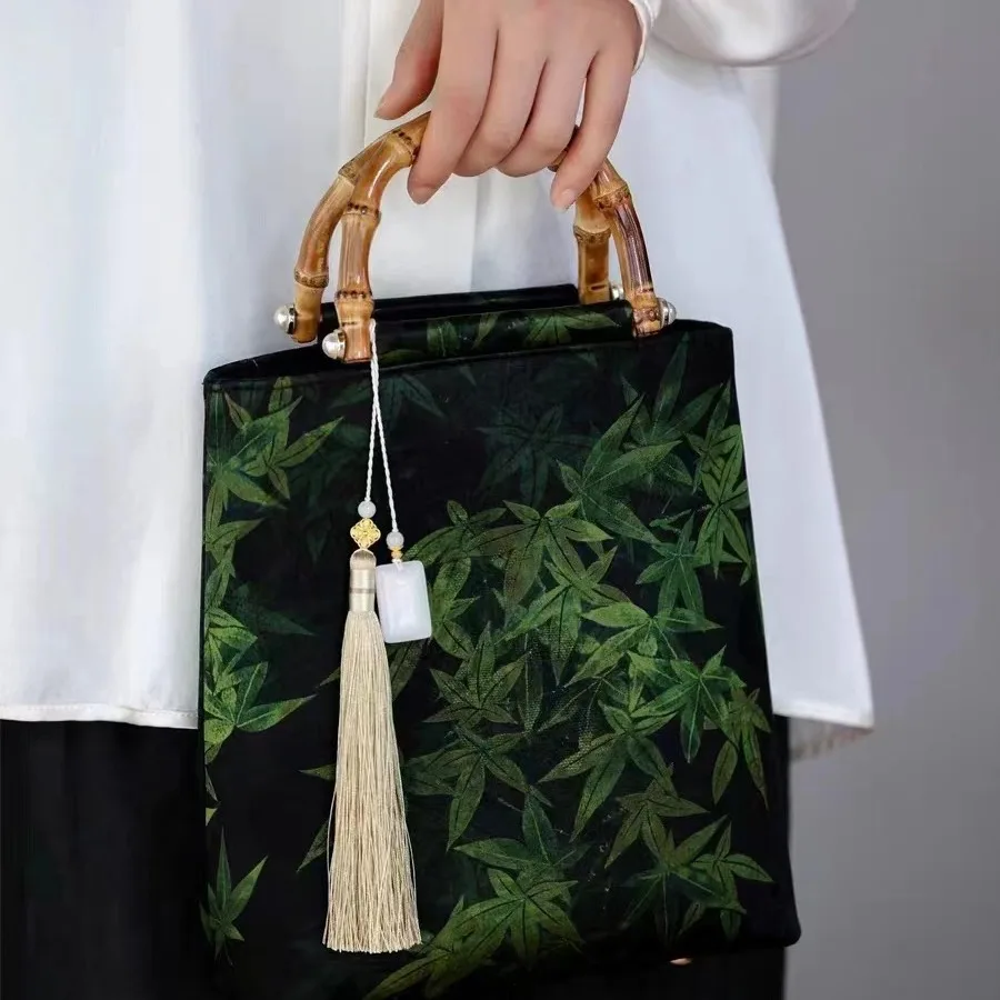

Retro Fragrant Cloud Yarn Handbag Bamboo Joint Cheongsam New Chinese Ancient Style Hanfu Style Women's Bag Top-Handle Bags