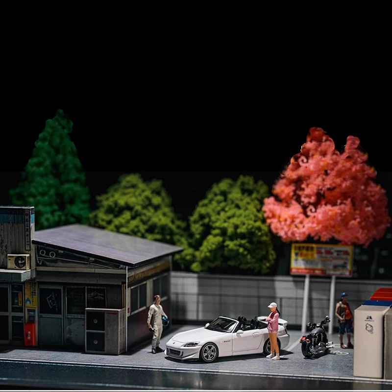 Diorama 1/64 modèle de construction industrielle japonaise ville rue Parking modèles architecturaux maison et véhicule modèle vitrines