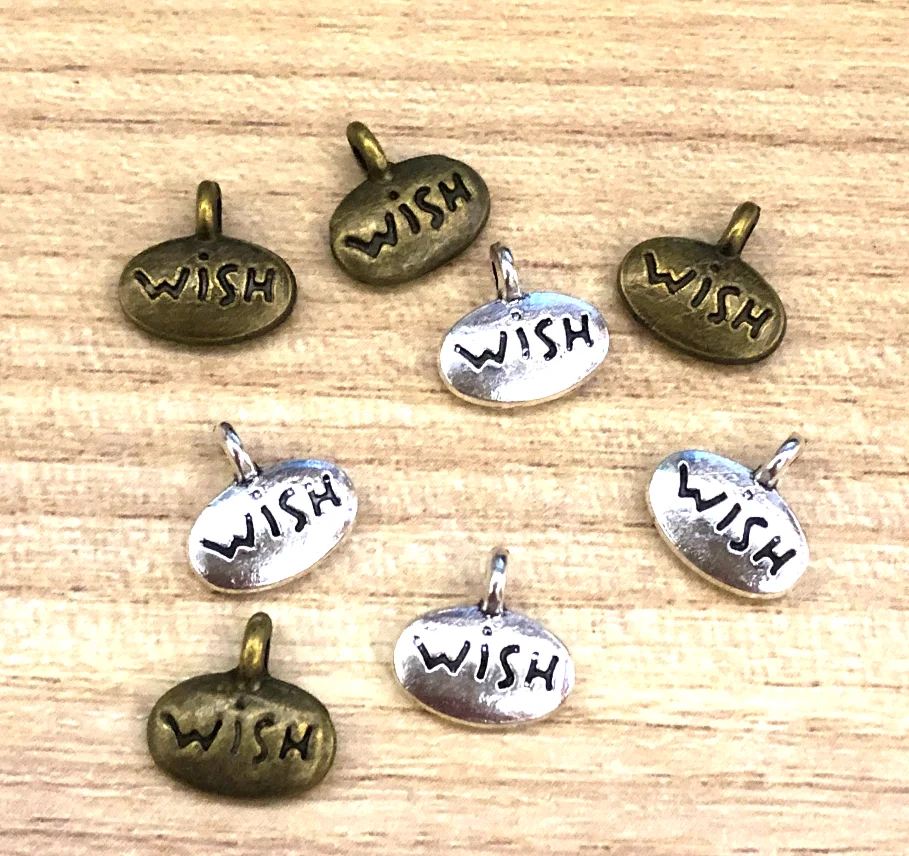 

35pcs 10mm Oval shaped lettering wish design pendants for jewelry making HW3076