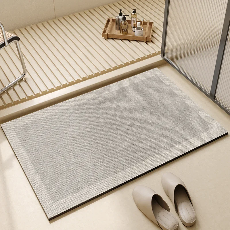 

Absorbent Bathmat with Non-Slip Rubber Bottom Bath Mats Bathroom Bathtub Simple Style Quick-Drying Floor Mats Foot Pad