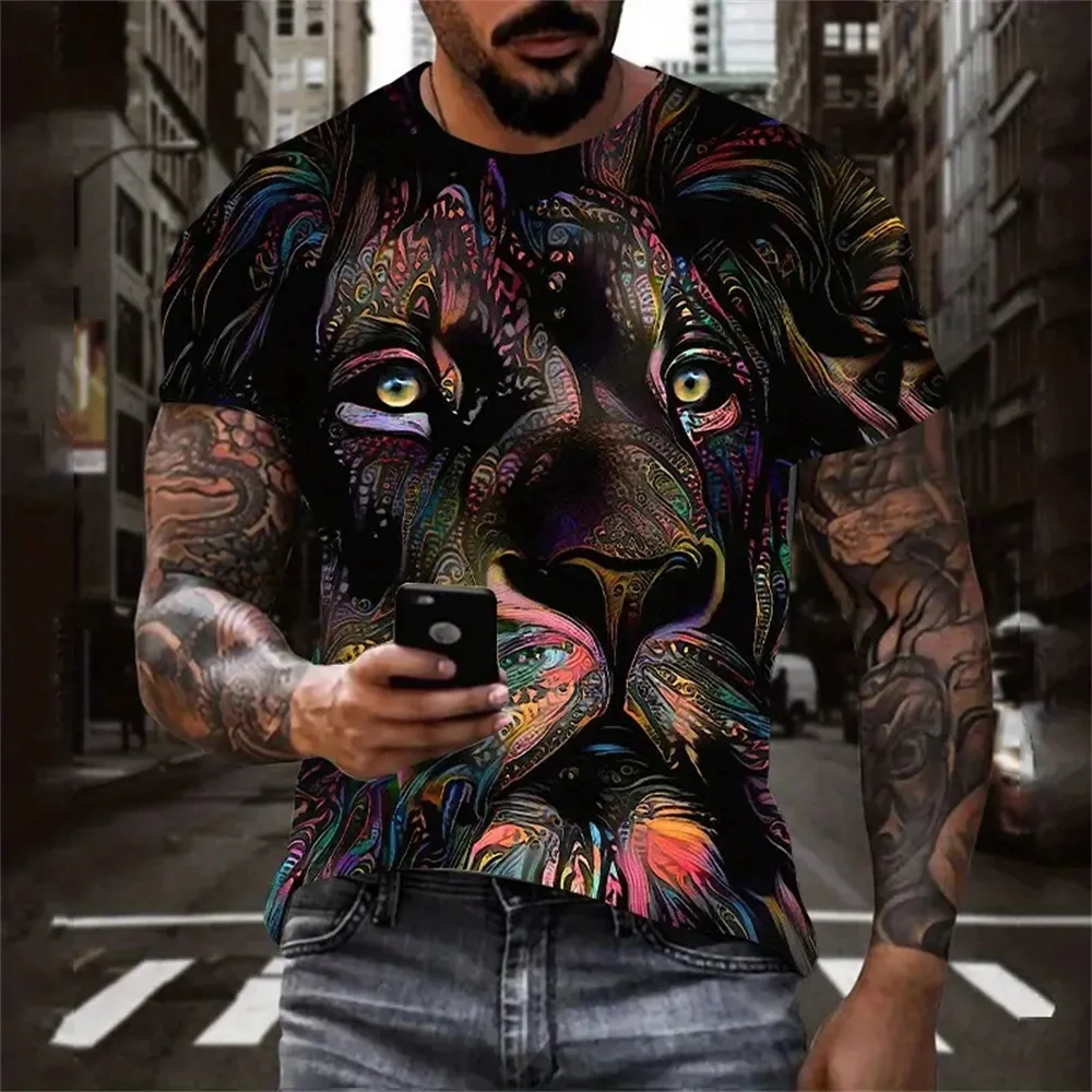 3D Prints Animal Patterns Men's T-shirt Tops Summer O Neck Streetwear Daily Loose Short Sleeve Tees Male Casual Basic Clothing