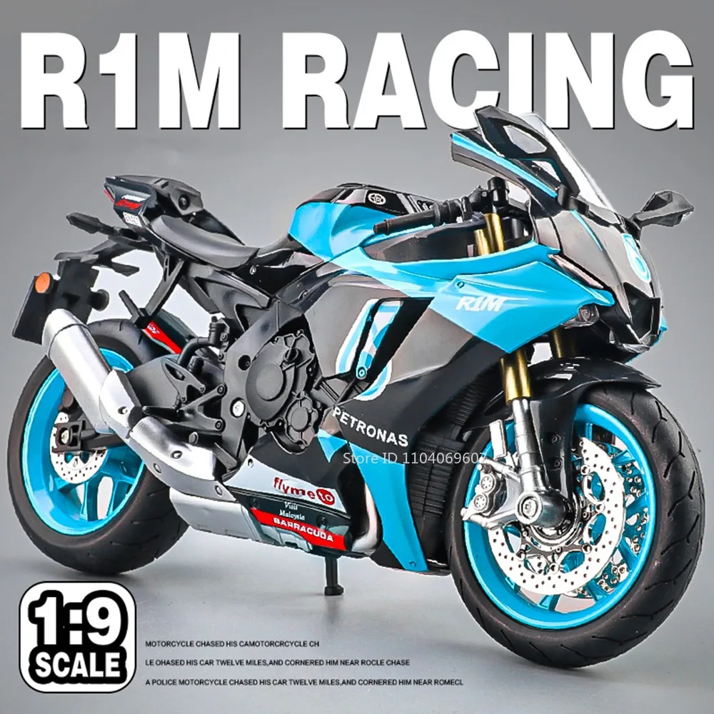 

1:9 R1M 1199 миниатюрная модель игрушечного мотоцикла, металлические литые под давлением амортизирующие передние колеса, рулевое украшение, мотоциклы, подарки для детей