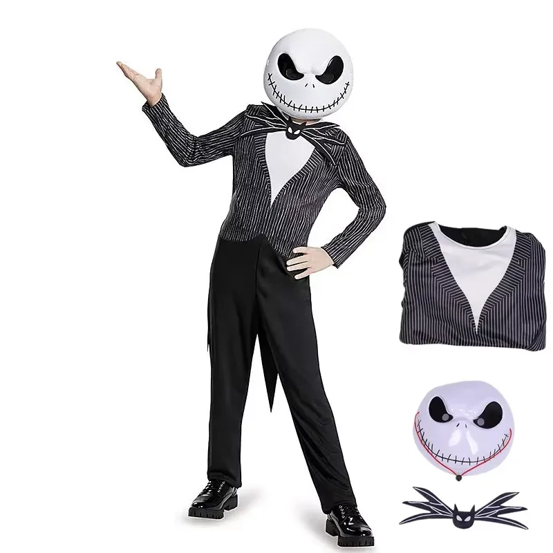 Jungen Nightmare Before Christmas Kleidung J-Jack Skellington Cosplay für ausgefallene Halloween-Kostüme Mädchen S-Sally Partykleidung
