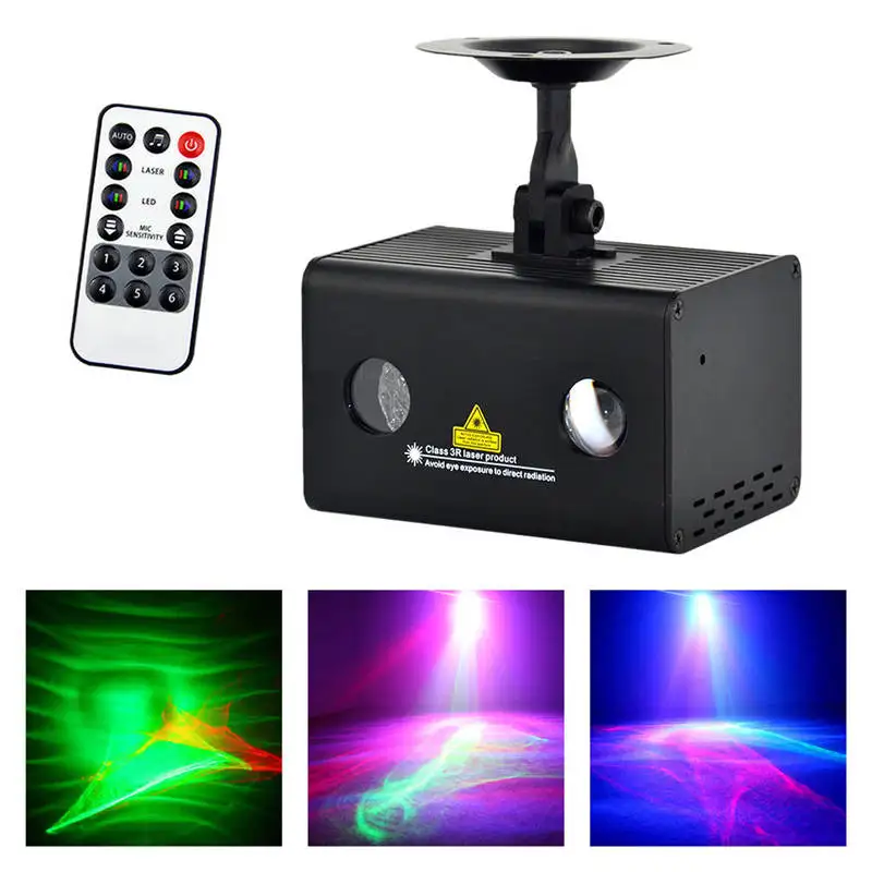 Mini Portable Remote Red Green Projector Laser Lights Mixed RGB LED Aurora Stage Lighting DJ Show Home Party Disco Wedding Lamp