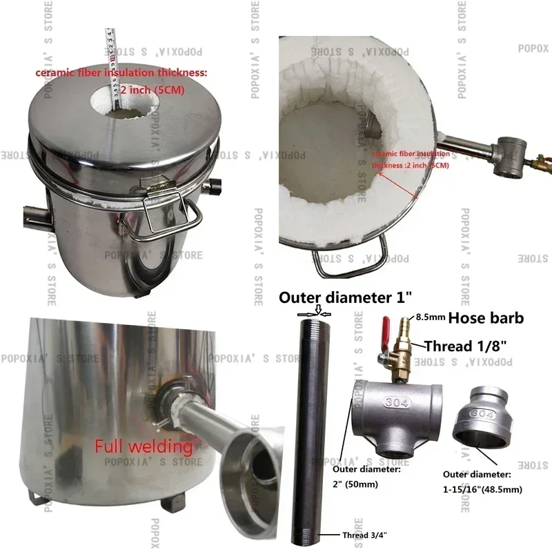 Imagem -03 - Kit de Forno de Fusão de Metal a Gás Grande de 16 kg 2642 ° f 1450 ° c Propano Forge Dual Cadinhos Fundição Ferramentas de Fundição de Forno Doméstico