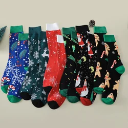 6 paia donna uomo calzini natalizi fiocco di neve alce dolci biscotti babbo natale albero di natale Jacquard equipaggio cartone animato calzini di capodanno Unisex