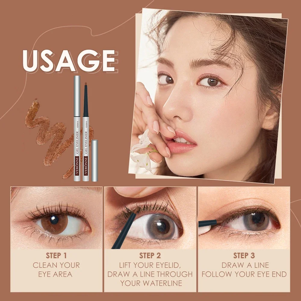 6 Kleur Ultra-Dunne Waterdichte Vloeibare Eyeliner Make-Up Voor Vrouwen Snel Droog Gladde Eyeliner Lange Laatste Onderste Wimper Pen Cosmetica