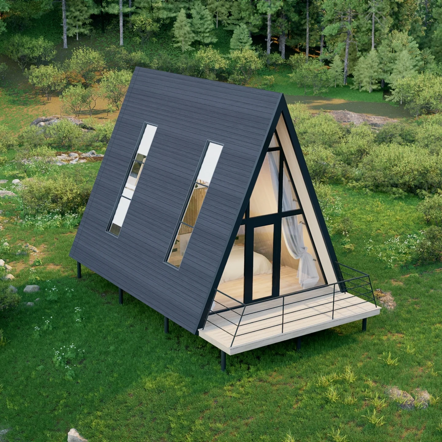 Triangular Tree House Custom Design Wooden Structure Anti-corrosion Outdoor Cabin for Forest Scenic Spot Tourist Experience