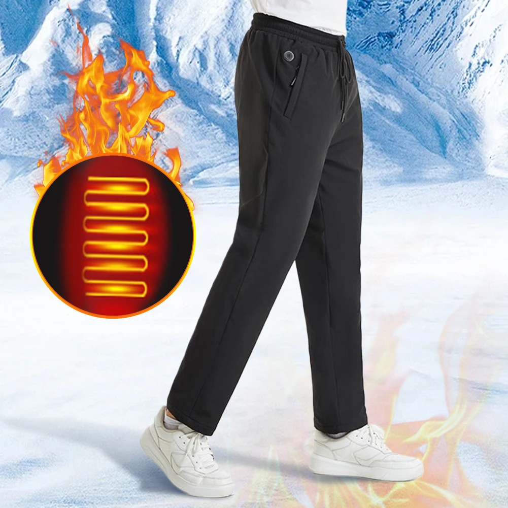 Winter Heated Pants Men Women Thickened Heating Trouser 12 Heating Areas Electric Thermal Pants for Skiing Hunting Fishing