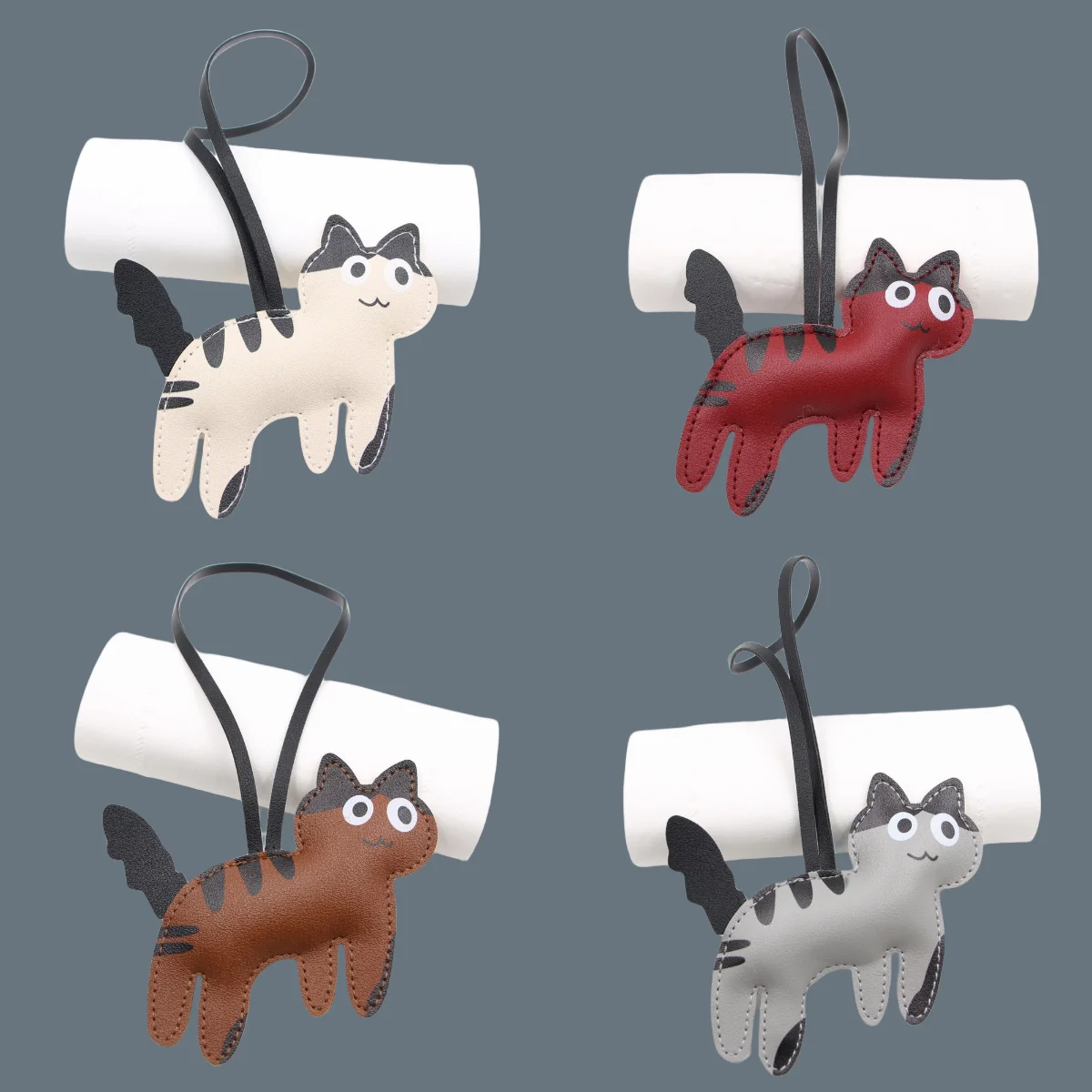 

Cat Shape Keyring Lanyard PU Keychains For Bag Pendant Backpack Pendant DIY Gift Cartoon Cute Birthday Gift Bag Charms