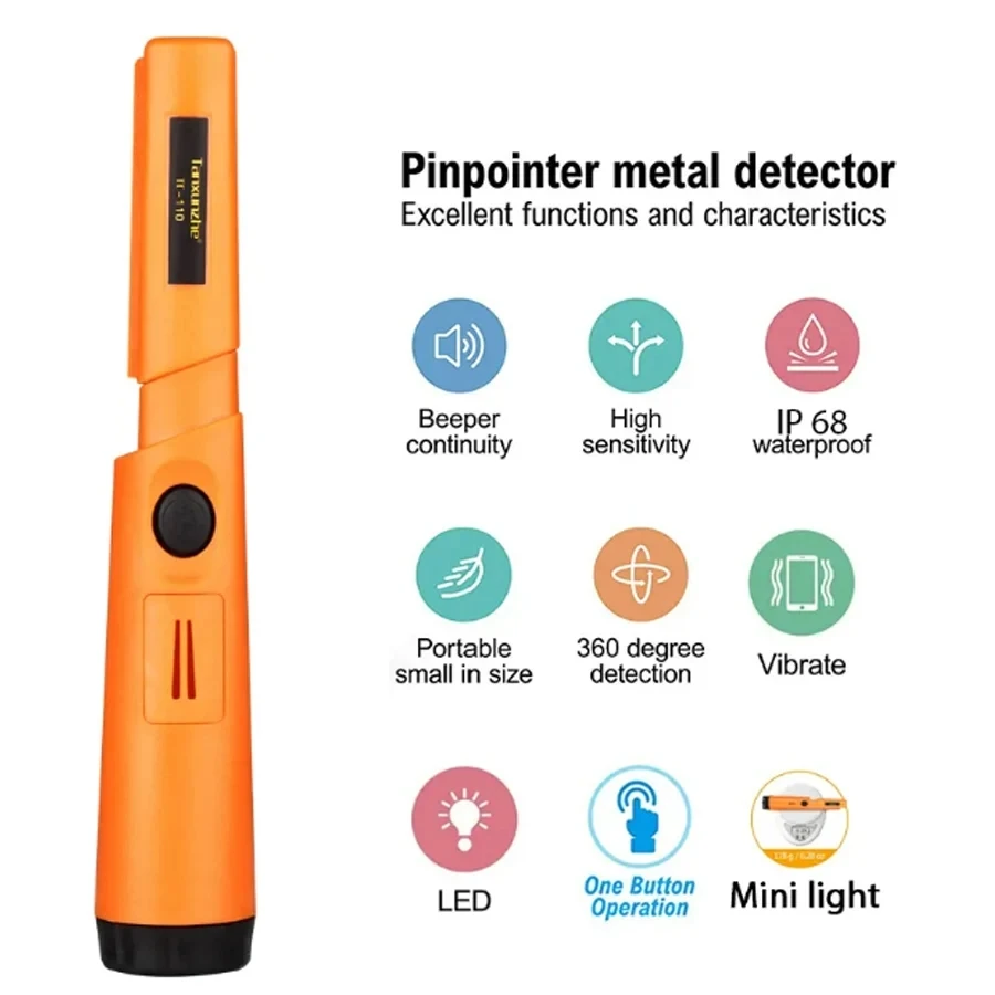 Portable TC-110 Metal Detector Pointer Pinpoint GP-pointer Hand Held Metal Detector Positioning Rod Detector IP68 Waterproof