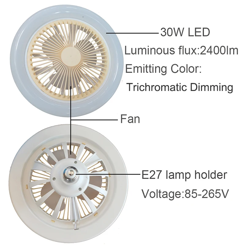 Imagem -03 - Lâmpada de Teto Led 30w Multifuncional Lâmpada Moderna Quarto Varanda Cozinha Luzes de Teto com Ventilador Lâmpada do Ventilador ac 85265v