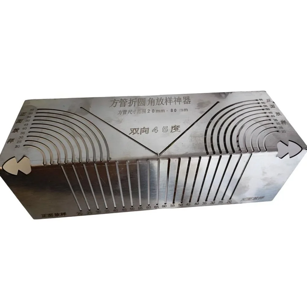 Multifuncional Arredondado Canto Desenho Régua Tubo Quadrado Ferramenta Bidirecional Ângulo de 45 Graus Linha Precisa Desenho 1pc