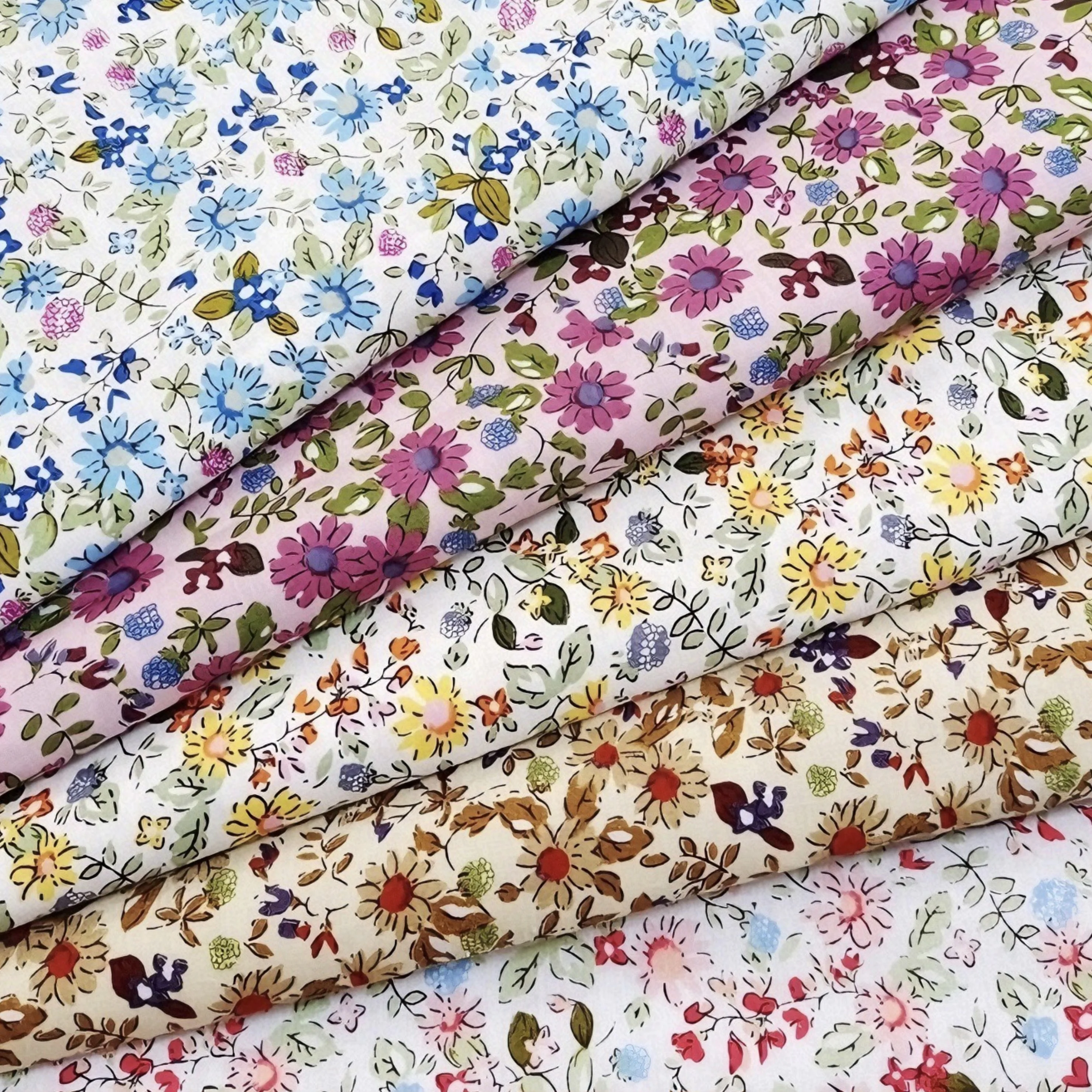 0.5m/1m Vintage Floral Printed Cotton Fabric Multiple Colors Flower Pattern Textile for Dress Making Quilting Home Decor Fabric