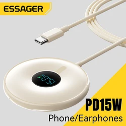 Essager Magnetic Wireless Charger 15W Fast Charging Digital Display Charger For iPhone 15 14 Pro Max Mini Quick Magnetic Charger
