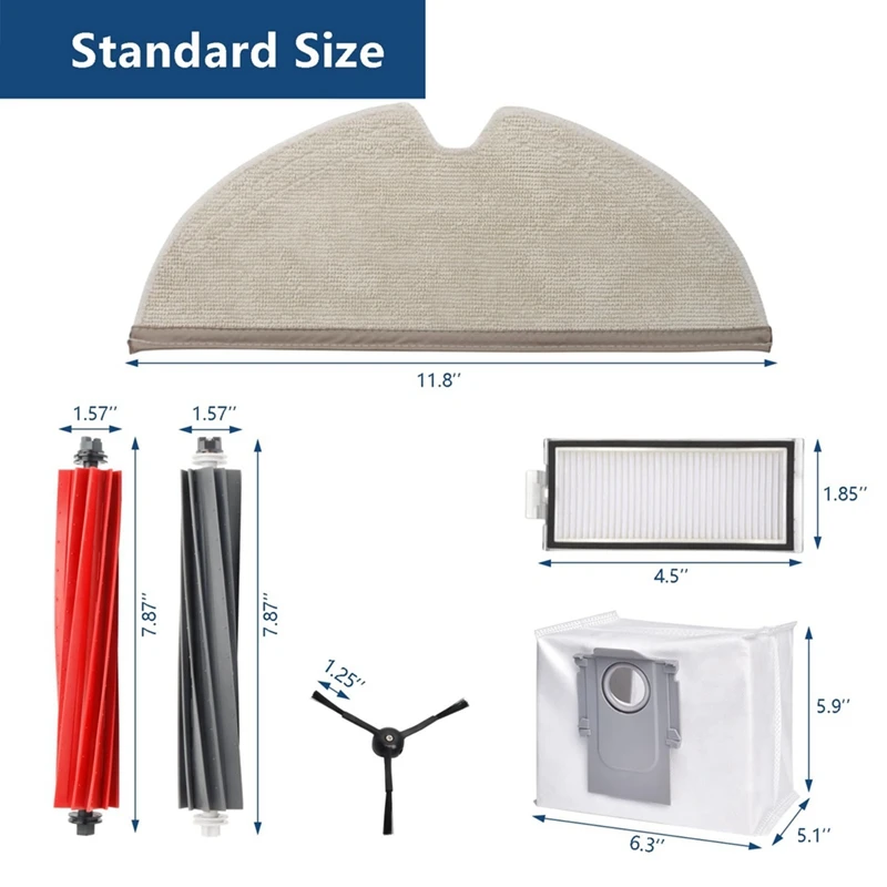 Para Roborock Q8 Max + Q8 Max,Q5 Pro Q5 Pro + piezas de aspiradora cepillo principal almohadillas de fregona