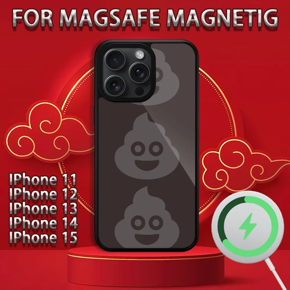 Cute Kawaii E-Emoji  Phone Case For iPhone 15 14 13 12 11 Pro Max Plus Magsafe Magnetic Wireless Charging Cover