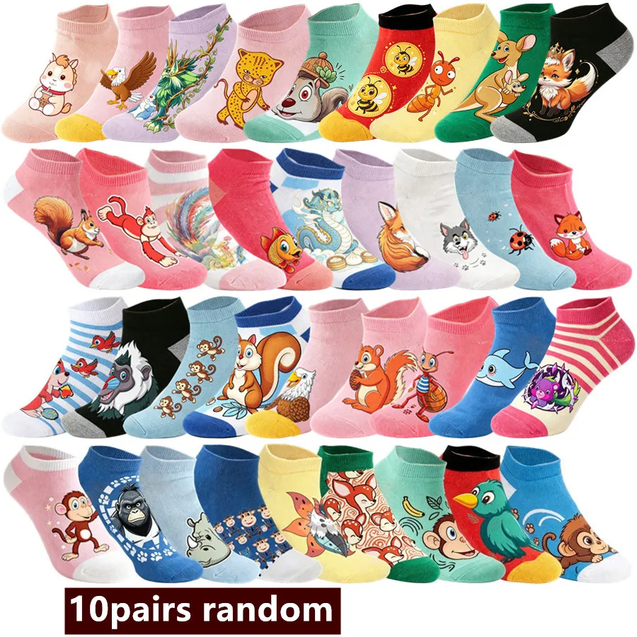 10pairs random Anime Cartoon Street Fashion Crew Socks Hip Hop Novelty Casual Unisex Socks